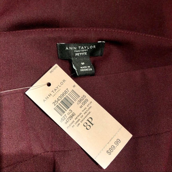 NWT ANN TAYLOR WINE MODERN SLIM PANTS - Picture 4 of 7